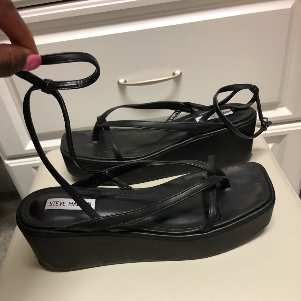 COPY - Black strappy wedge